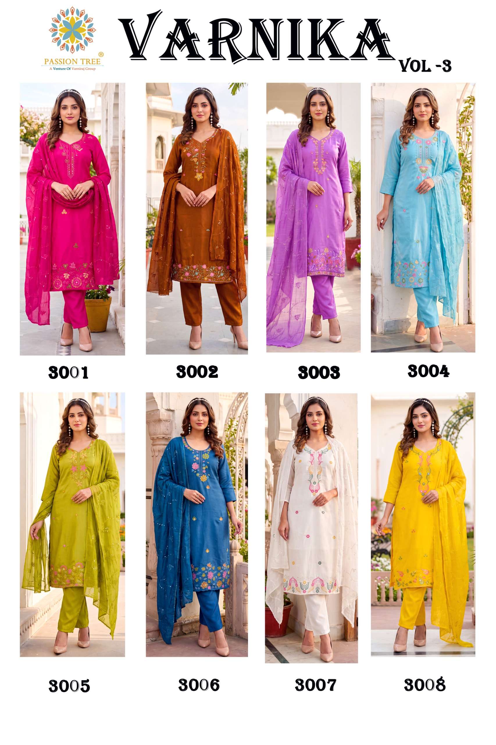 PASSION TREE VARNIKA VOL 3 SILK WITH INNER STRAIGHT KURTI WITH PANT & DUPATTA TEXTILE SHOP